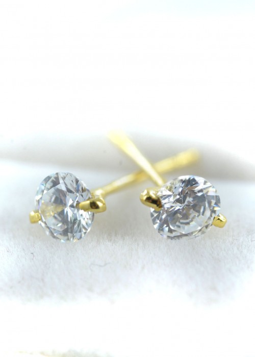 Χρυσά σκουλαρίκια με λευκά Swarovski | L'or.D