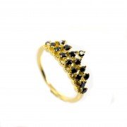 Χρυσό δαχτυλίδι με μαύρα Swarovski | L'or.D