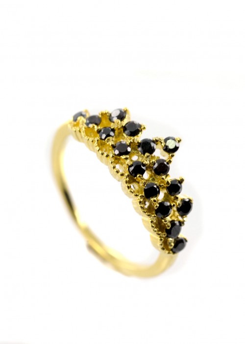 Χρυσό δαχτυλίδι με μαύρα Swarovski | L'or.D