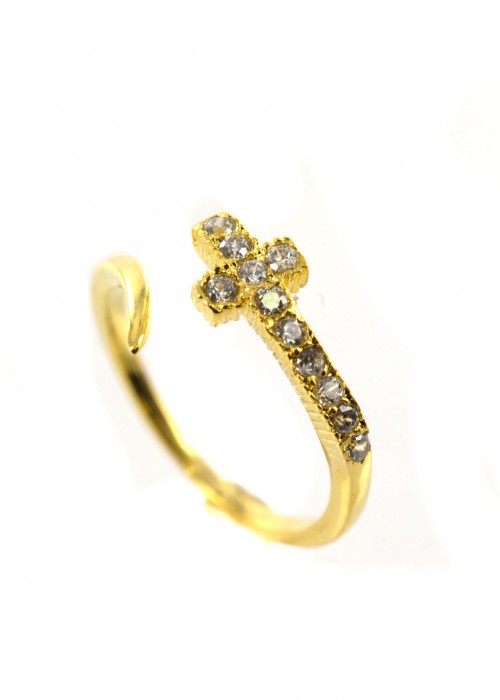 Χρυσό δαχτυλίδι με σχέδιο σταυρού | L'or.D
