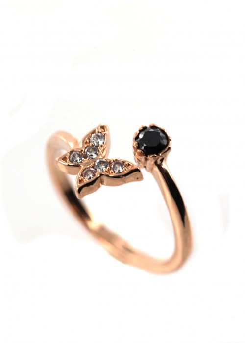 Ροζ χρυσό δαχτυλίδι πεταλούδα | L'or.D