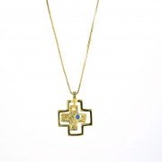 Κολιέ με σαγρέ σταυρό από χρυσό| L'or.D